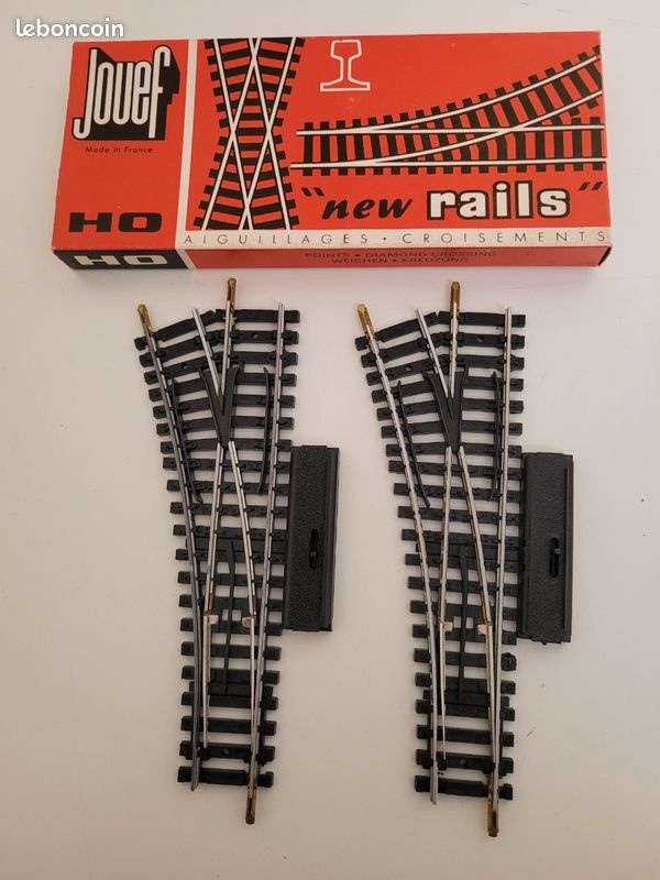 Trains wagons N°4085 Boite de 2 aiguillages gauches à commande manuel Jouef Ho