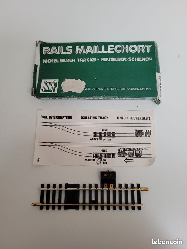  N° 4850 RAail maillechort droit interrupteur à 1 coupure Jouef Ho