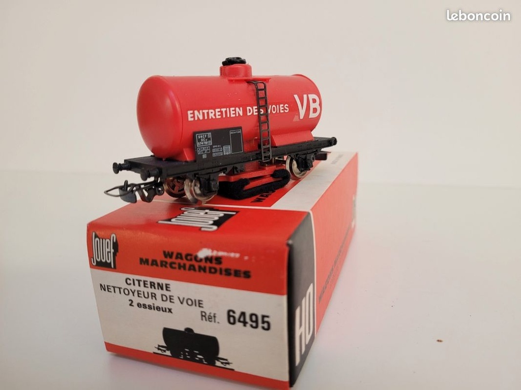 Train wagon N° 6495 wagon à essieux nettoyeur de voie Jouef Ho