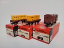 Train wagon N° 6480 et 6450 petite rame de 3 wagons marchandises SNCF Jouef Ho
