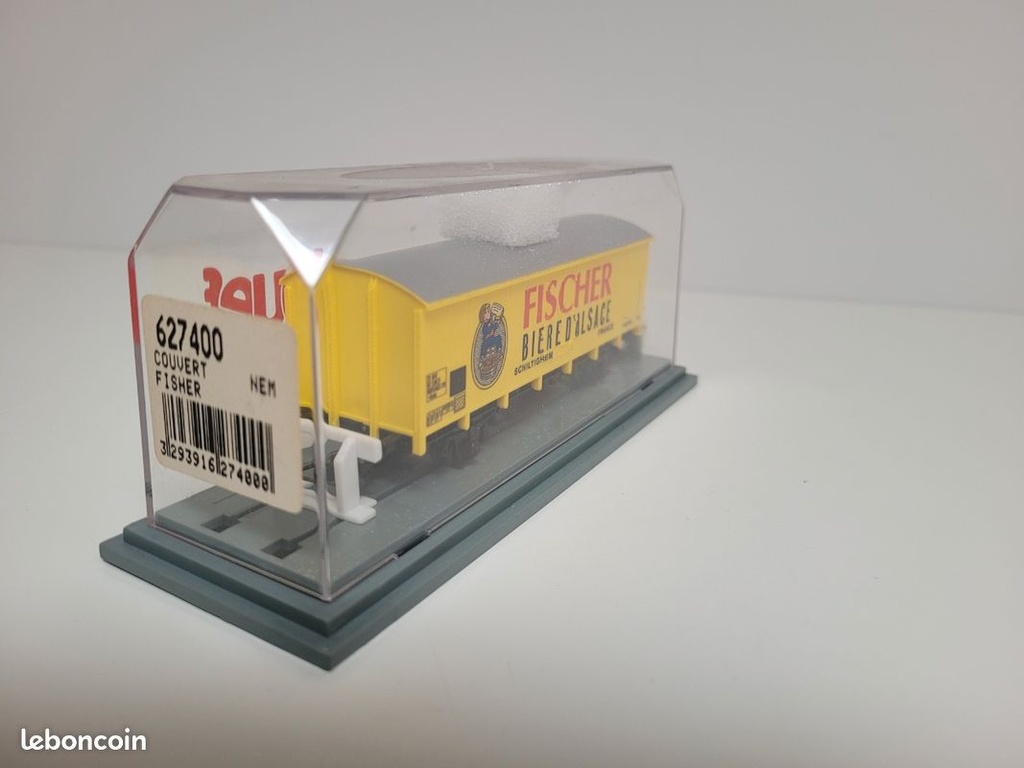 [3173586559] Train wagon N° 627400 wagon couvert à essieux FISHER Jouef Ho