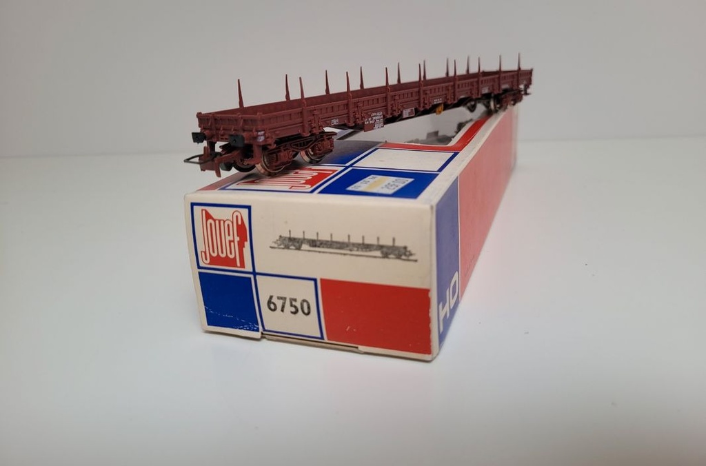 [3176673041] Train wagon N° 6750 wagon à bogies plat avec ranchers Jouef Ho