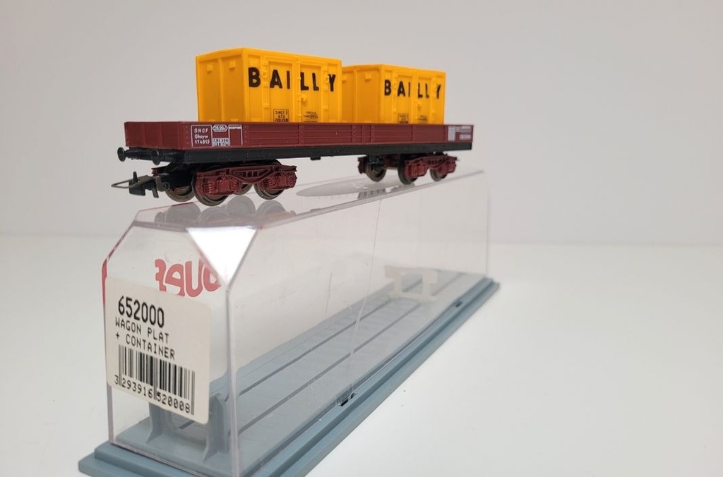 [3176677394] Train Wagon N° 652000 Wagon plat à bogies SNCF type TP Jouef Ho