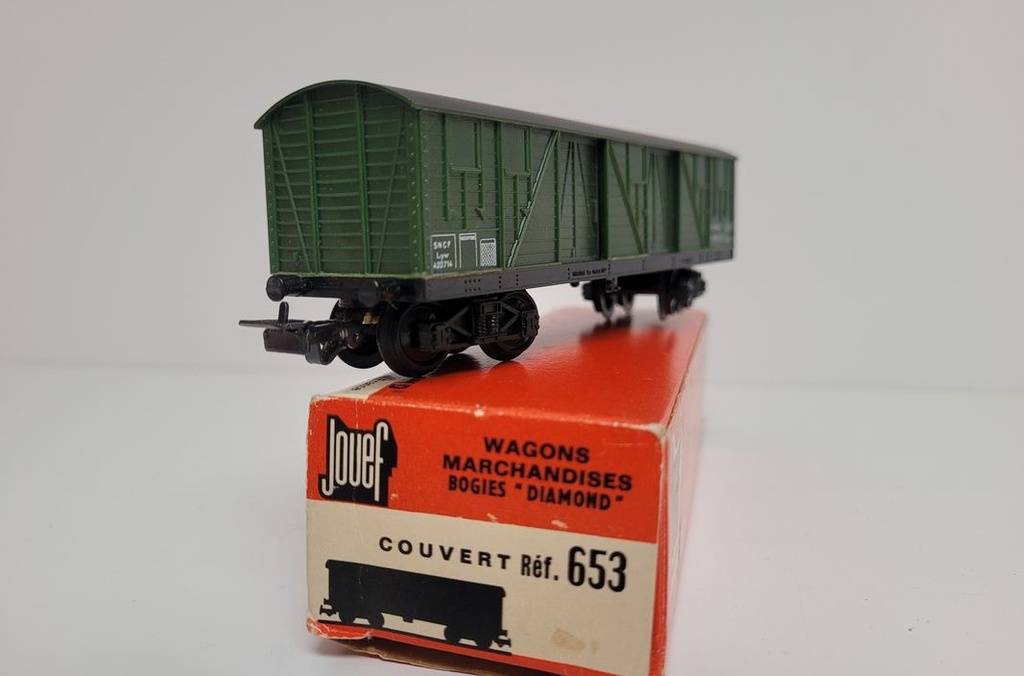 [3170864945] Train wagon N°653 Wagon couvert à bogies Jouef Ho