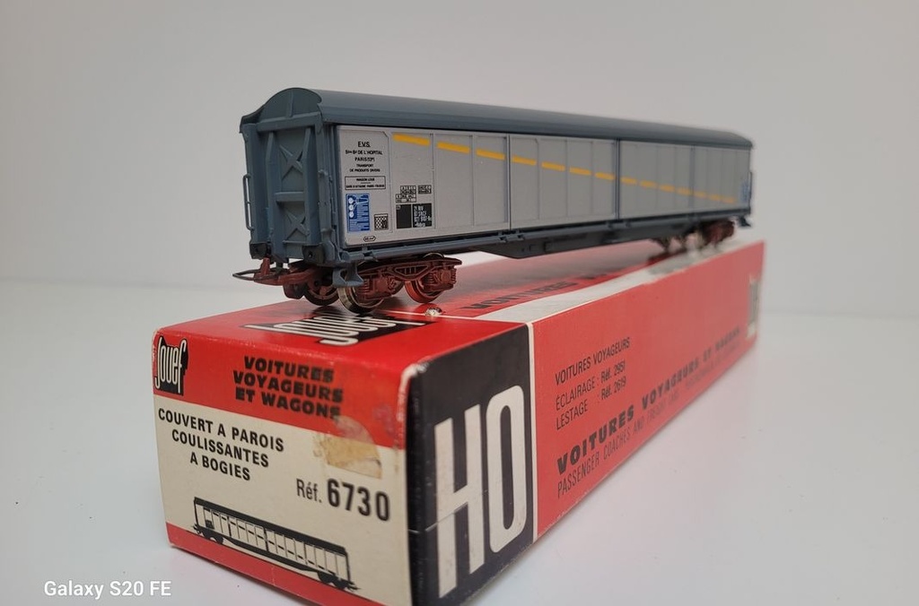 Train wagon N°6730 Wagon marchandises SNCF Habis à bogies Jouef Ho